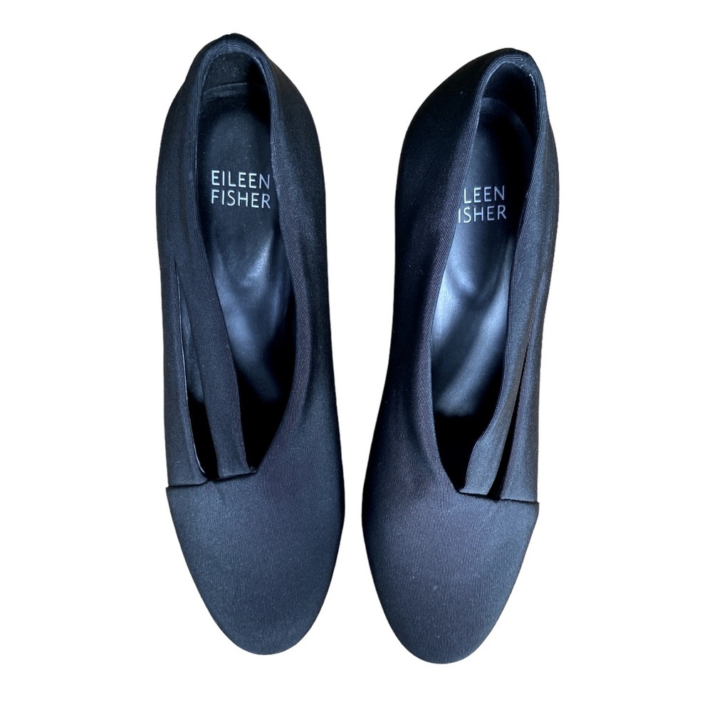 Eileen Fisher Black Minimalist Heels Luxury Comfort Shoes, Size 7.5